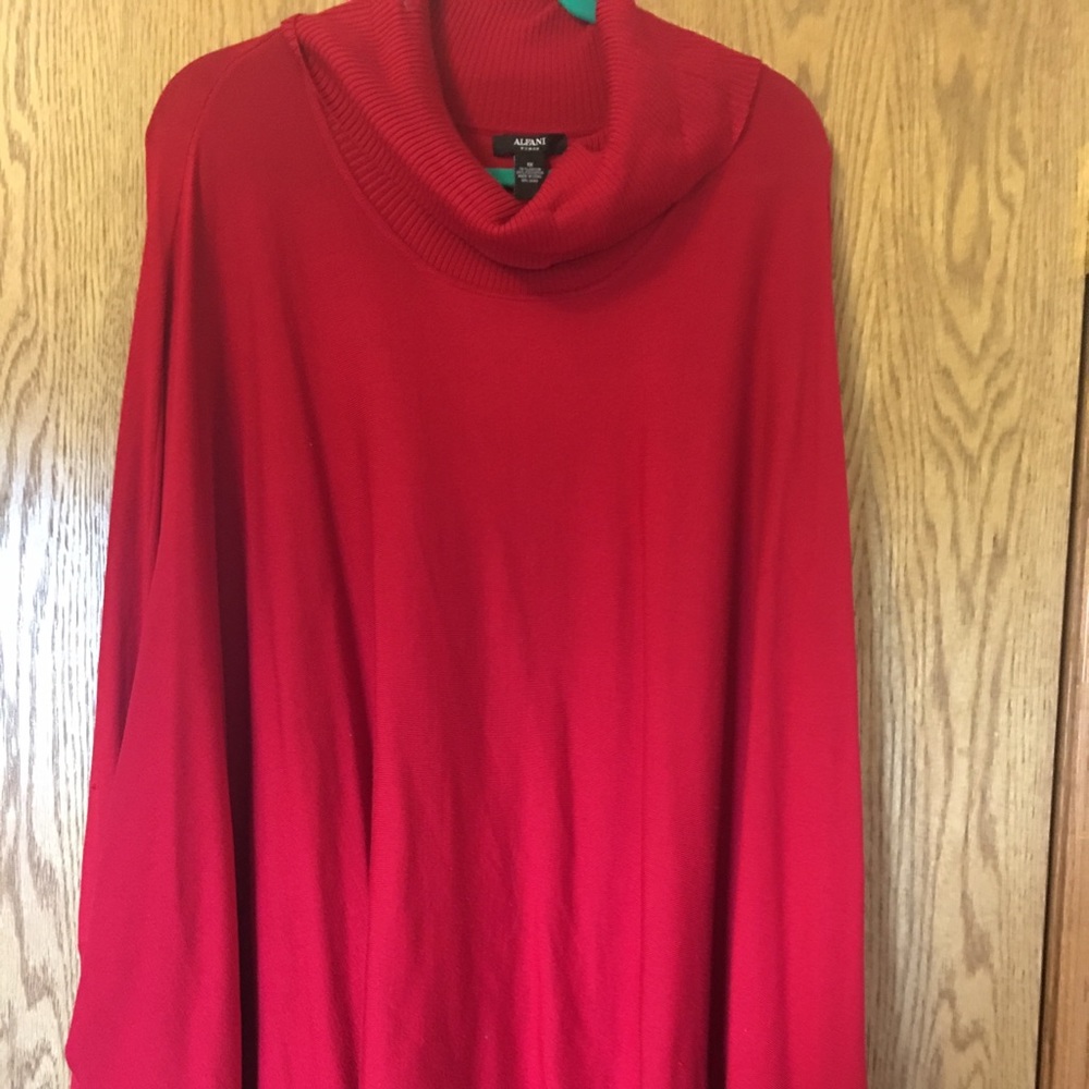 Alfani red sweater w/gold buttons bat wing style.